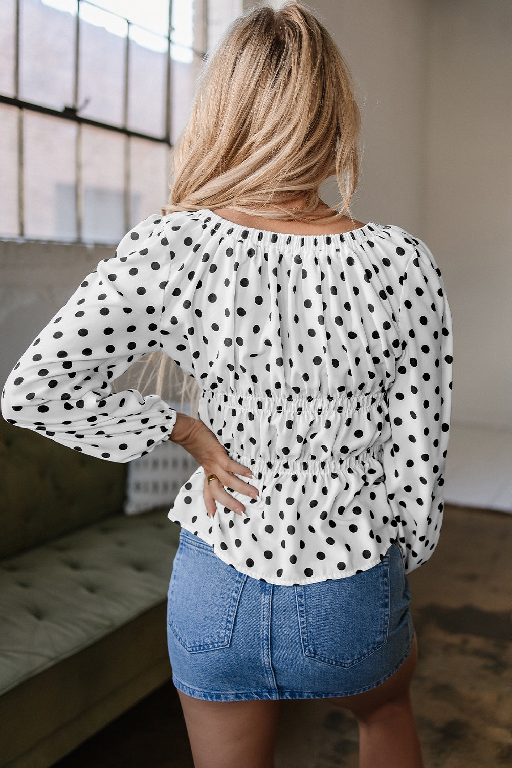 Jolene Polka Dot Peplum Top-1